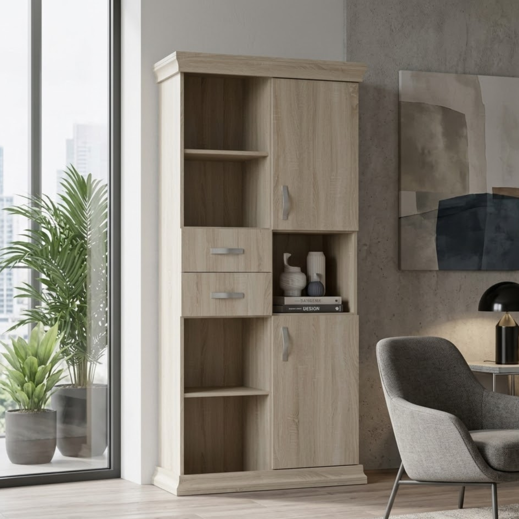 Regał 2-drzwiowy z 2 szufladami Wenus - R 1