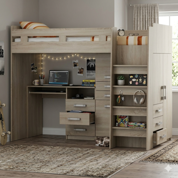 Łóżko PTR – Kompletny System Młodzieżowy (4 w 1)